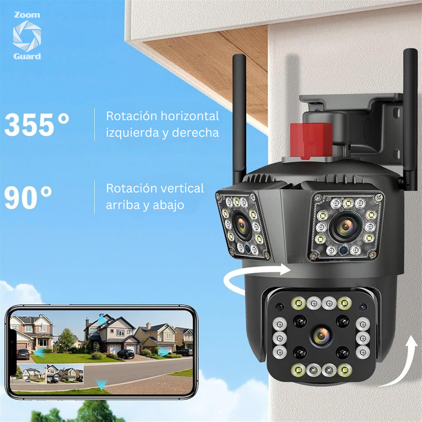 Zoom Guard: Cámara de Seguridad - kit 3x1 + Memoria ilimitada